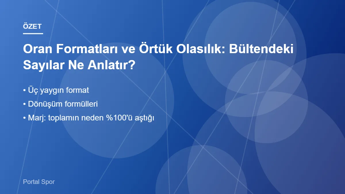 Oran Formatları ve Örtük Olasılık: Bültendeki Sayılar Ne Anlatır? Oran Formatları ve Örtük Olasılık: Bültendeki Sayılar Ne Anlatır? – ana başlıklar