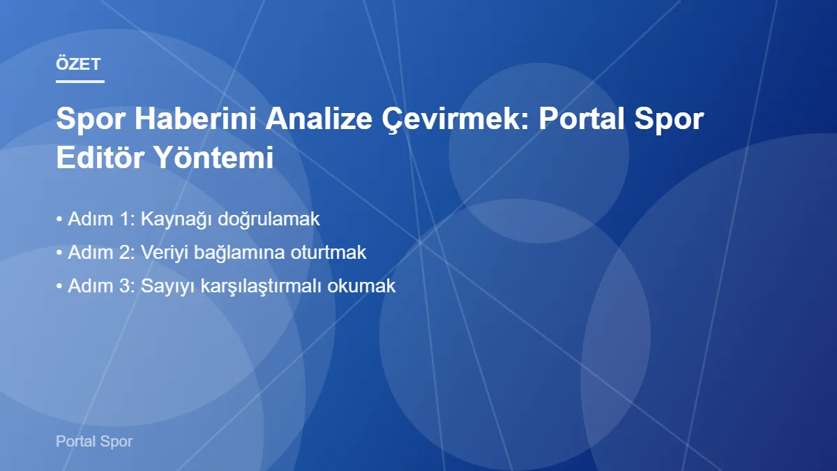 Spor Haberini Analize Çevirmek: Portal Spor Editör Yöntemi – ana başlıklar